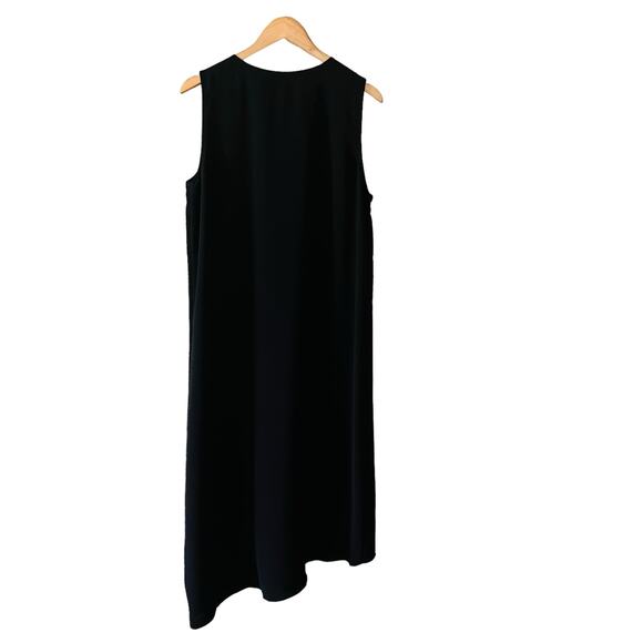 White House Black Market Ruffle Front Sleeveless Shift Dress Size 14 Black - Picture 3 of 8